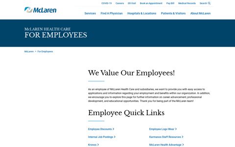 For Employees - McLaren Health Care