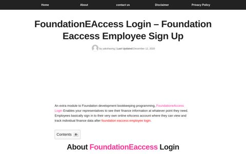 FoundationEAccess Login - Foundation Eaccess Employee ...
