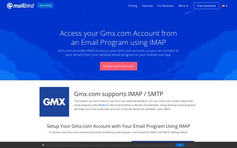 Access your Gmx.com email with IMAP - December 2020