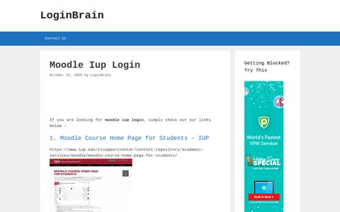 Moodle Iup - Moodle Course Home Page For Students - Iup