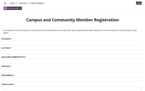Campus Member Registration - Girl Up Community