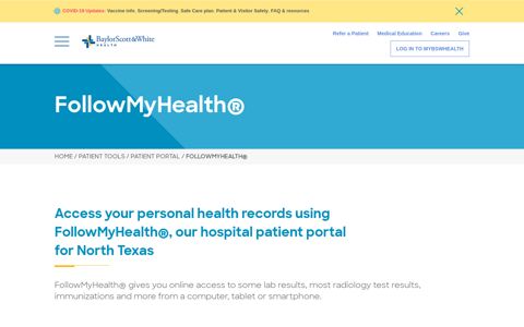 FollowMyHealth® - Personal Health Records | Baylor Scott ...