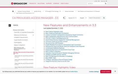New Features and Enhancements in 3.3 - Broadcom TechDocs