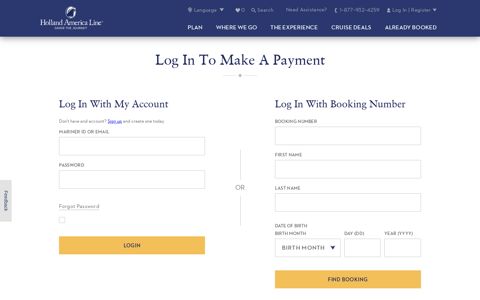 Make A Payment Login | Holland America Line