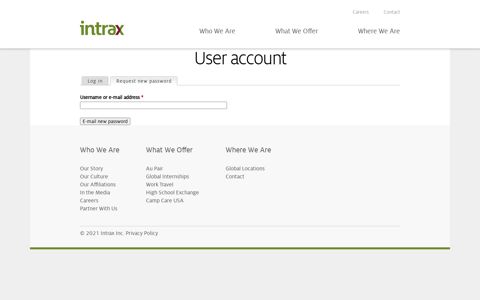 User account | Intrax