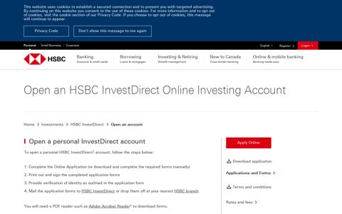 Open an account | InvestDirect HSBC | HSBC Canada