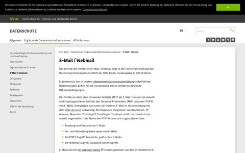 E-Mail / Webmail - Datenschutz - HTW Berlin