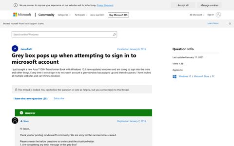Grey box pops up when attempting to sign in to microsoft ...