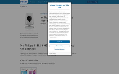 My Philips InSight HD home monitor does not connect | Philips