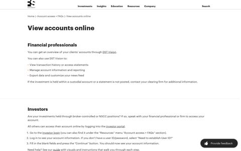 View accounts online - FS Investments