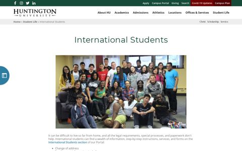 International Students - Huntington University