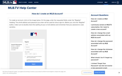 MLB.TV | Accounts | How do I create an account? | MLB.com