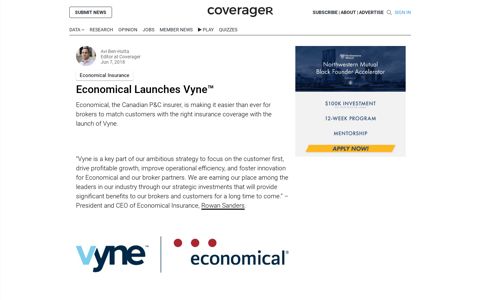 Economical Launches Vyne™ - Coverager