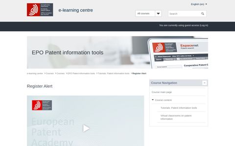 EPO Patent information tools: Register Alert