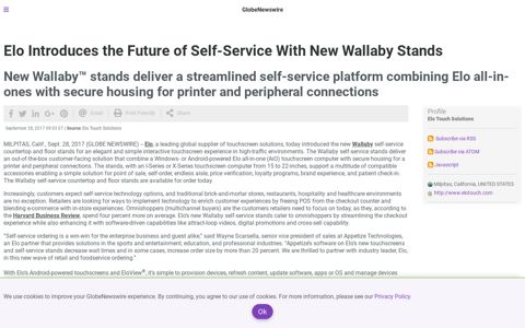 Elo Introduces the Future of Self-Service With New Wallaby ...