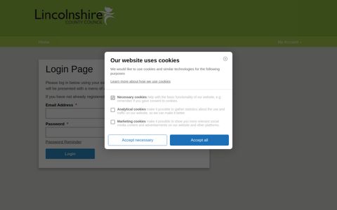 Login Page - Lincolnshire County Council