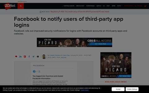 Facebook to notify users of third-party app logins | ZDNet