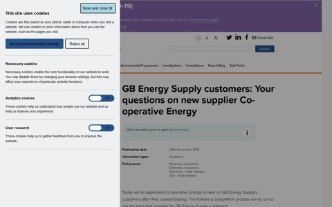 GB Energy Supply customers: Your questions on new supplier ...