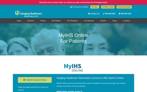 MyIHS Online For Patients - Imaging Healthcare Specialists