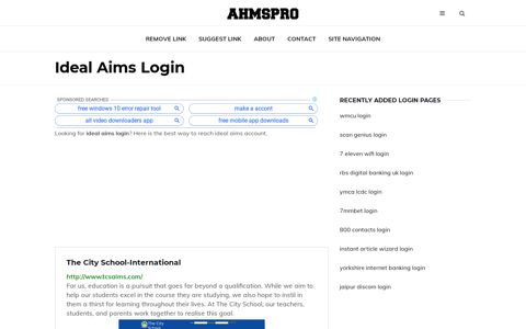 Ideal Aims Login - AhmsPro.com