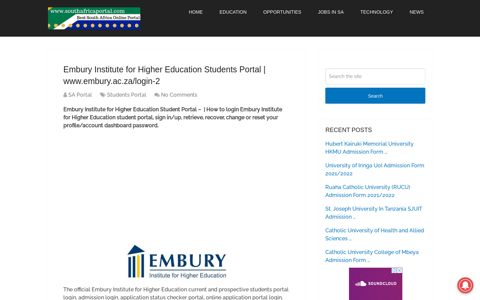 Embury Institute for Higher Education Students Portal | www ...