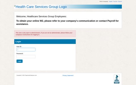Health Care Services Group - paperlessemployee.com