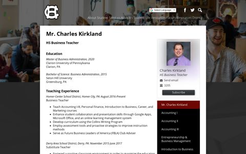 Mr. Charles Kirkland - Homer-Center Jr/Sr High School