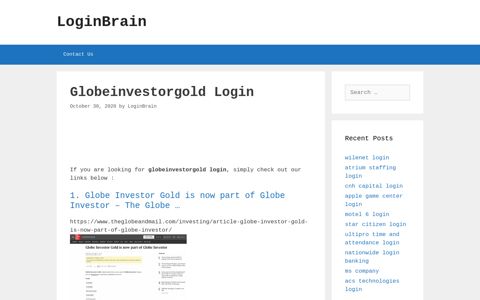 globeinvestorgold login - LoginBrain