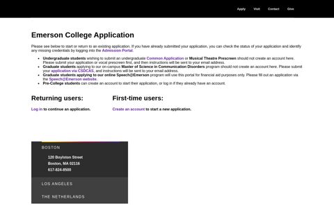 Emerson College Application