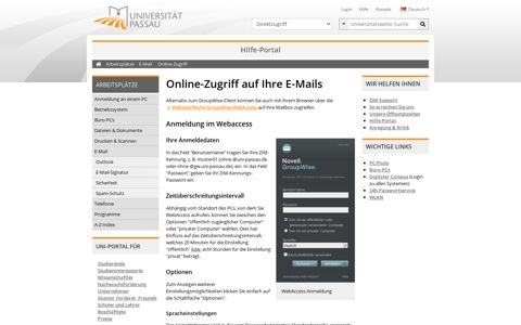 Online-Zugriff auf Ihre E-Mails • Universität Passau
