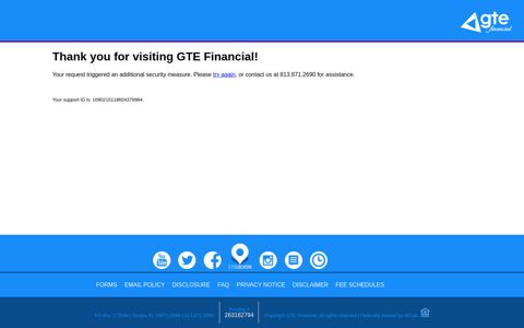 GTE Online Banking Invalid Login Attempt - GTE Financial