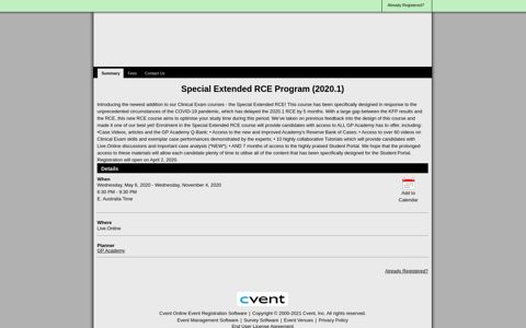 Special Extended RCE Program (2020.1) - Event Summary ...
