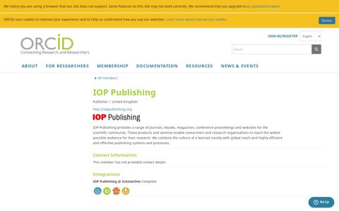 IOP Publishing - ORCID