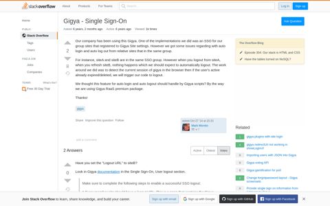 Gigya - Single Sign-On - Stack Overflow