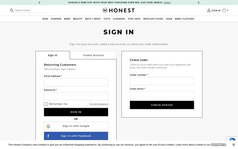 Sign In - The Honest Company