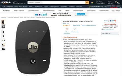 Reliance Jio Wi-Fi M2 Wireless Data Card - Amazon.in