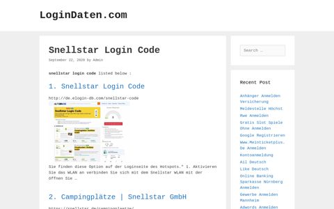 Snellstar Code - Snellstar Login Code - LoginDaten.com