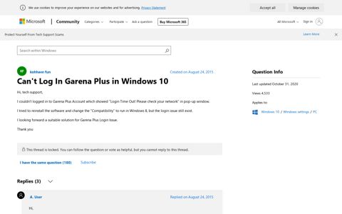 Can't Log In Garena Plus in Windows 10 - Microsoft Community