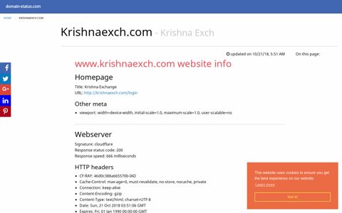 krishnaexch.com domain datasheet - domain-status.com