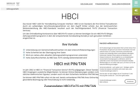 Elektronischer Zahlungsverkehr mit HBCI / FinTS - Merkur Bank