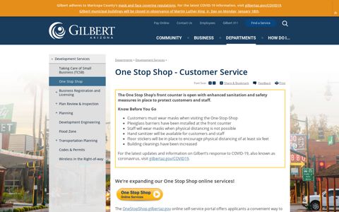 One Stop Shop - Customer Service | Town of Gilbert, Arizona