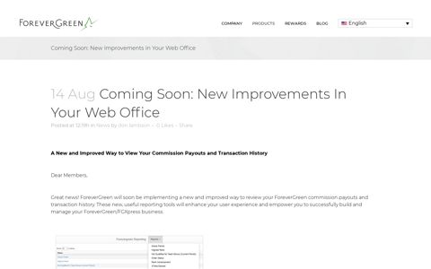 Coming Soon: New Improvements In Your ... - ForeverGreen
