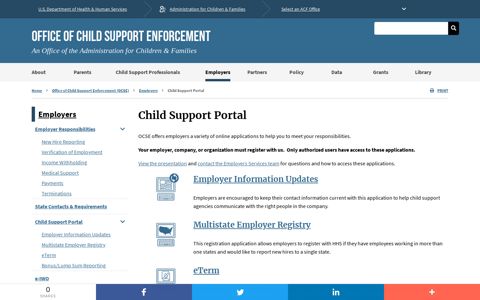 Child Support Portal | Office of Child Support Enforcement | ACF
