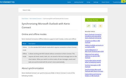 Synchronizing Microsoft Outlook with Kerio Connect