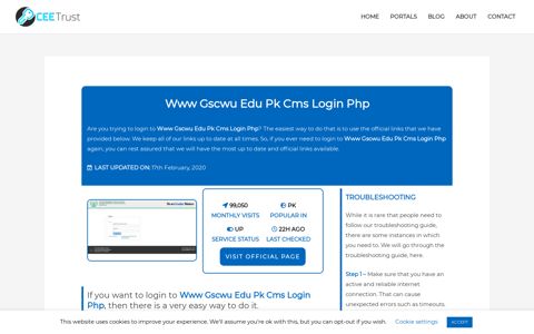 Www Gscwu Edu Pk Cms Login Php - Find Official Portal - CEE Trust
