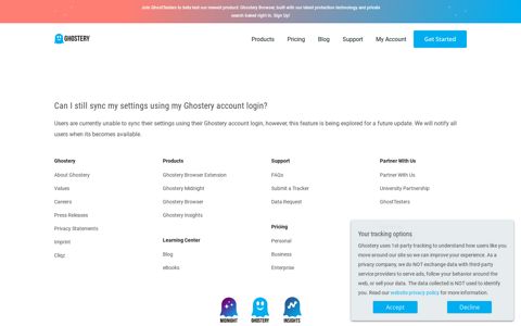Can I still sync my settings using my Ghostery account login ...