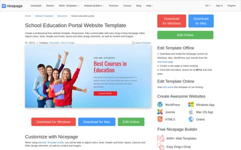 School education portal Website Template - Nicepage