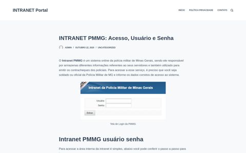 INTRANET PMMG → Acesso, Usuário e Senha