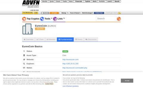 EuresCoin (EURES) Fundamentals and Technical Info | ADVFN