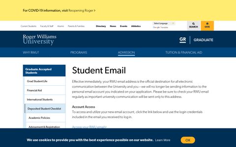 Student Email | Roger Williams University